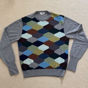 Men Zegna Geometric Pattern Gray Sweater
